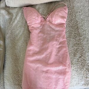 Pink Sequin Strapless Dress